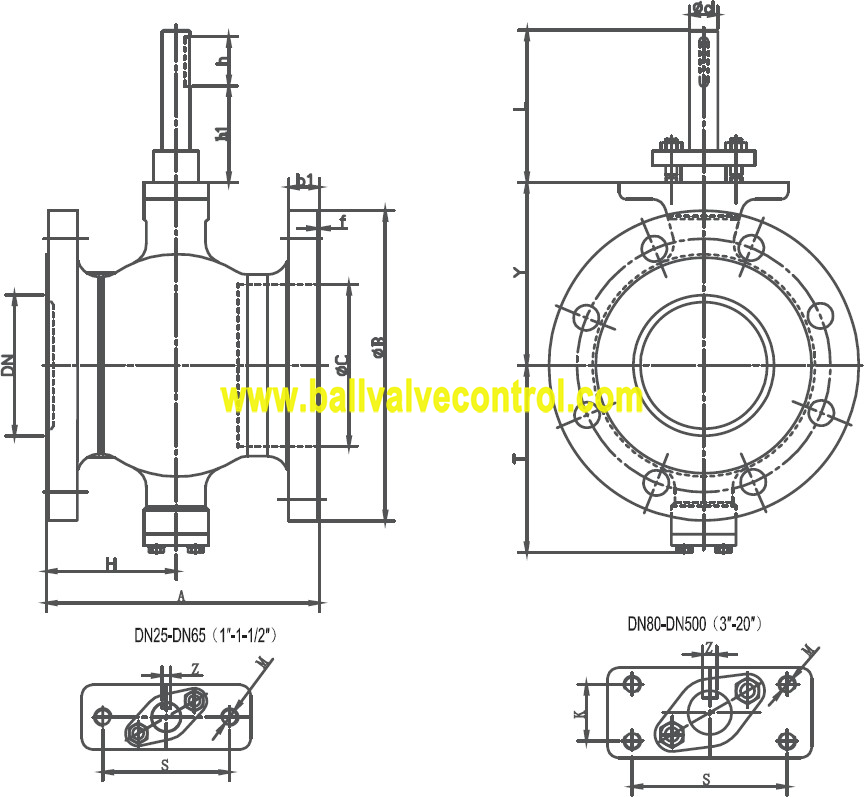 WCB WCC Worm gear segmented ball valve flange type