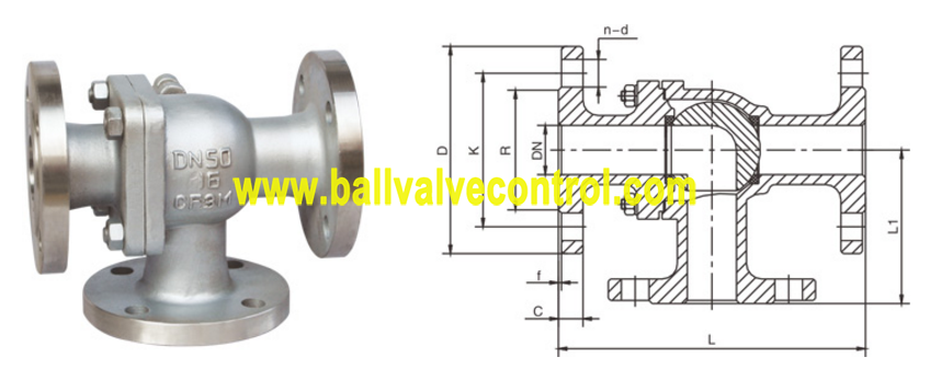 L port 3 way ball valve structure