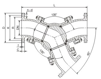 135 Degree Y type 3 way ball valve